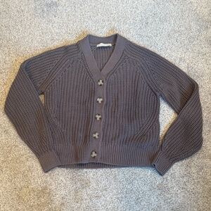 Everlane Texture Cotton Cardigan Gray Small